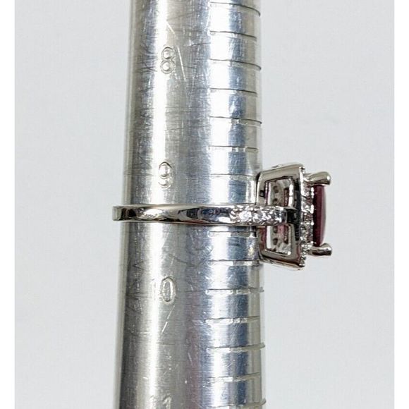 Size 9.25 - Pink Red Cubic Zirconia Square Cocktail Ring - Simulated gemstone - Picture 8 of 8